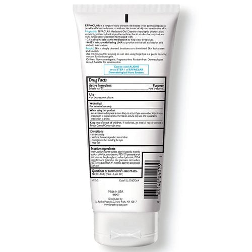 La Roche-Posay Effaclar Gel Cleanser - 2% Salicylic Acid & LHA Foaming Acne Wash | Oil-Free, Prevents Breakouts