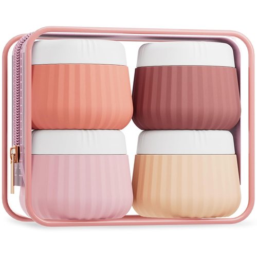 Mrsdry Travel Toiletry Containers - TSA Approved Leak-Proof Silicone Jars | 4-Pack Portable Size