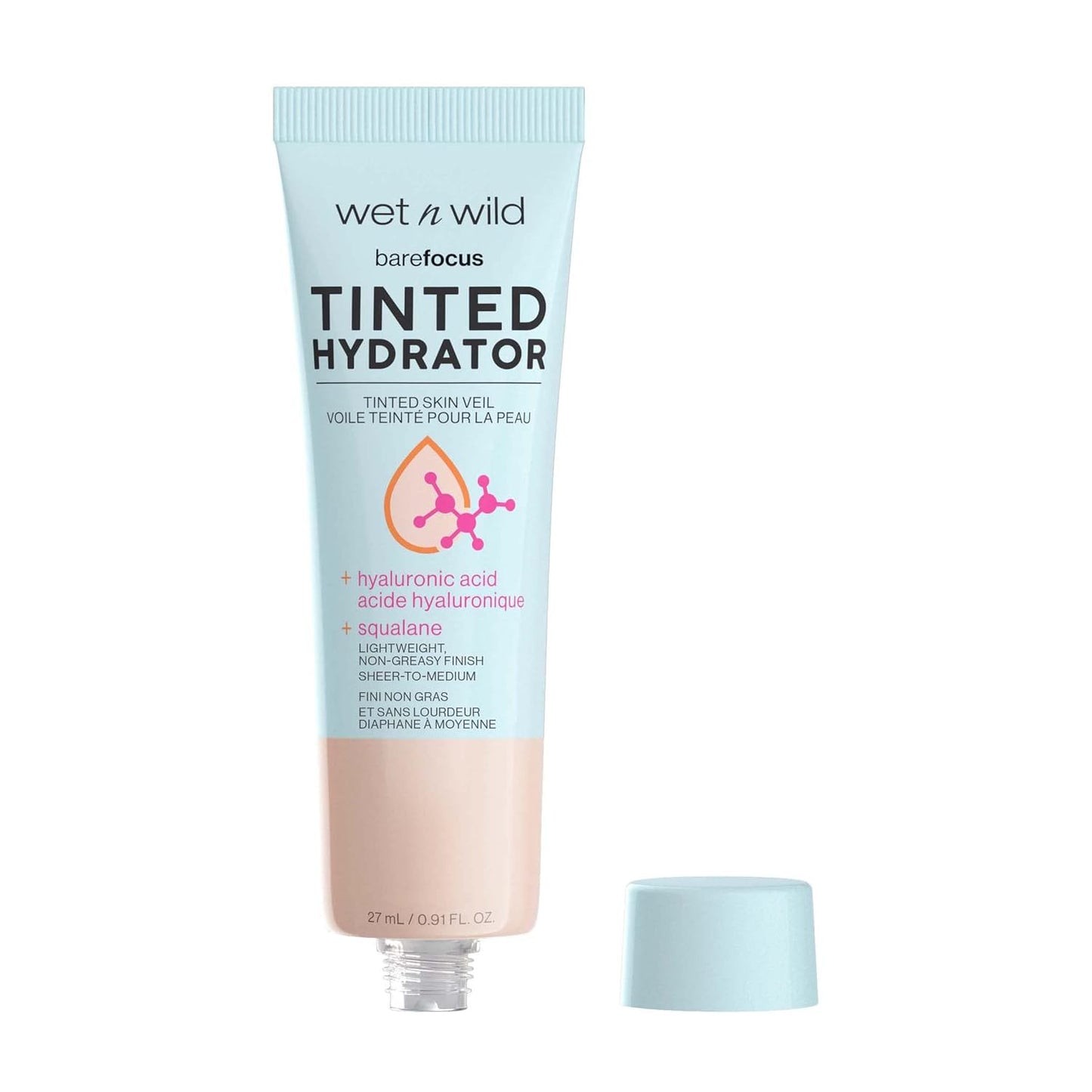 Wet n Wild Bare Focus Tinted Hydrator - Lightweight Buildable Coverage with Hyaluronic Acid | Fair Semi-Matte Finish