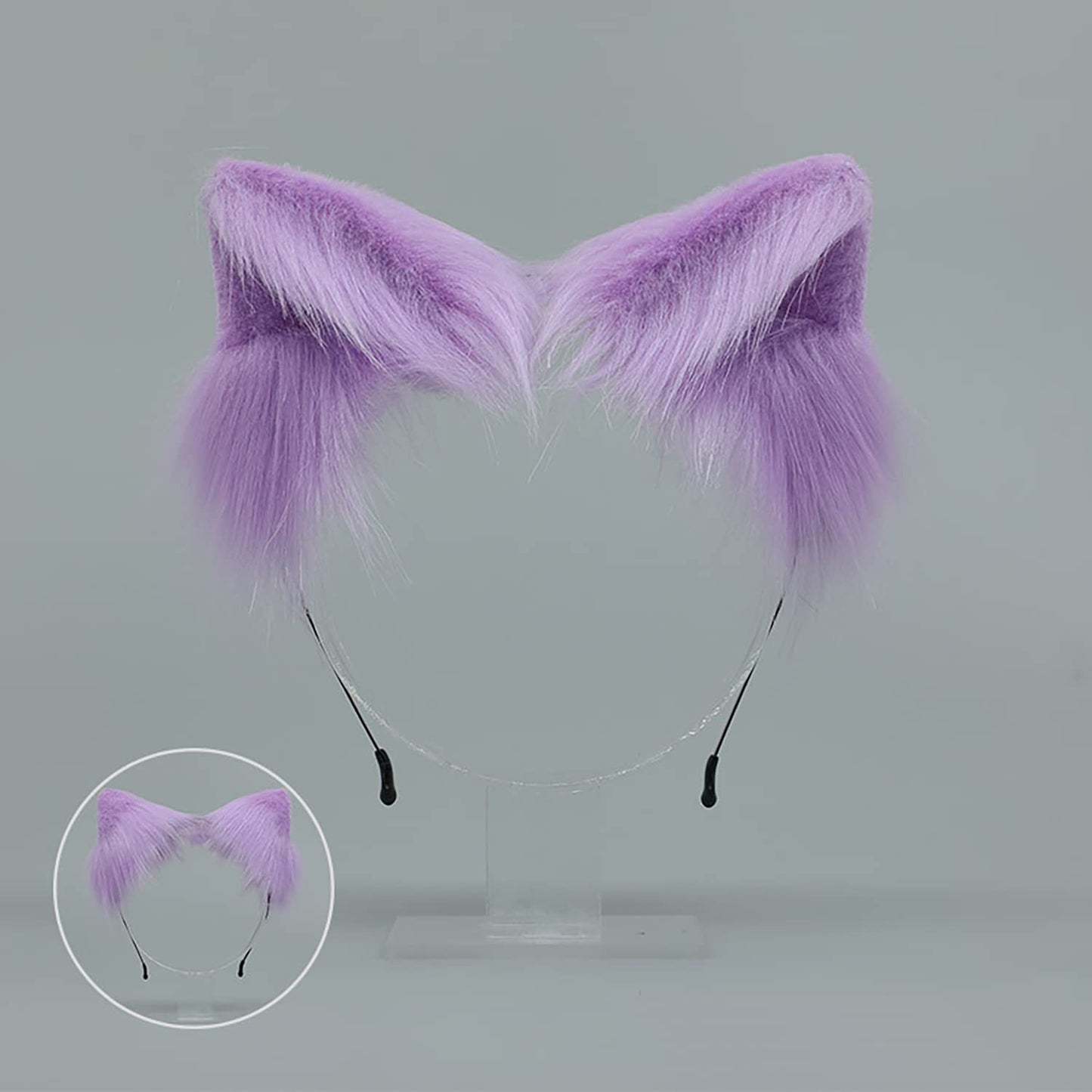 Faylay Wolf/Fox/Cat Ear Cosplay Headwear Girl Accessories Handmade Hairband Furry Ear Faux Fur Headband (SJ-8 Purple)