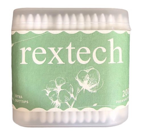 REXTECH Cotton Swabs - Dual Tip Rounded & Pointed Design - 200 Count Pack