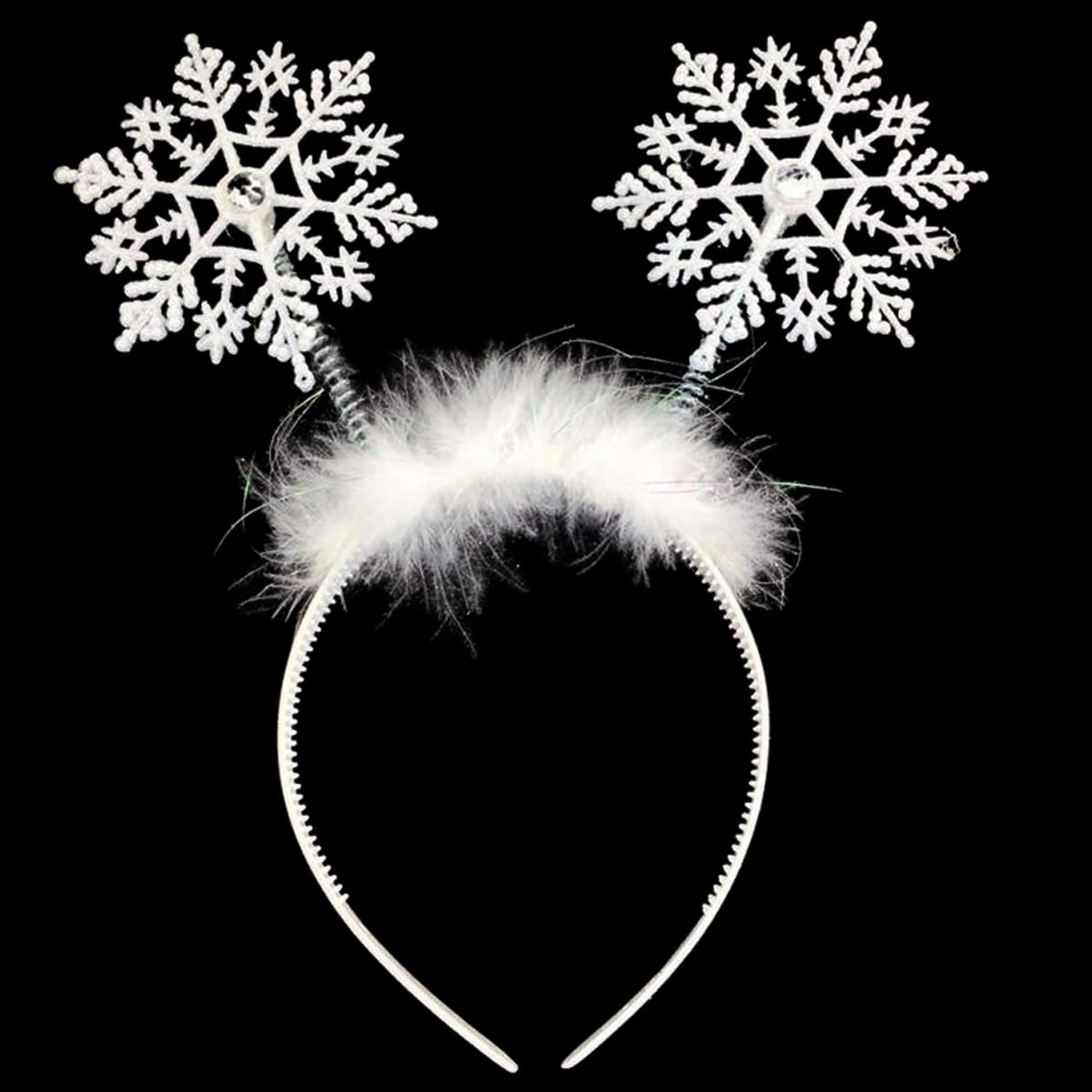 SeBneny Christmas Headbands for Women Snowflakes Hairband Xmas Holiday Headbands Glitter Hair Hoop Hair Band Girls Hair Access Headdress for Party Supplies 1PCS(White)