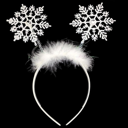 SeBneny Christmas Headbands for Women Snowflakes Hairband Xmas Holiday Headbands Glitter Hair Hoop Hair Band Girls Hair Access Headdress for Party Supplies 1PCS(White)