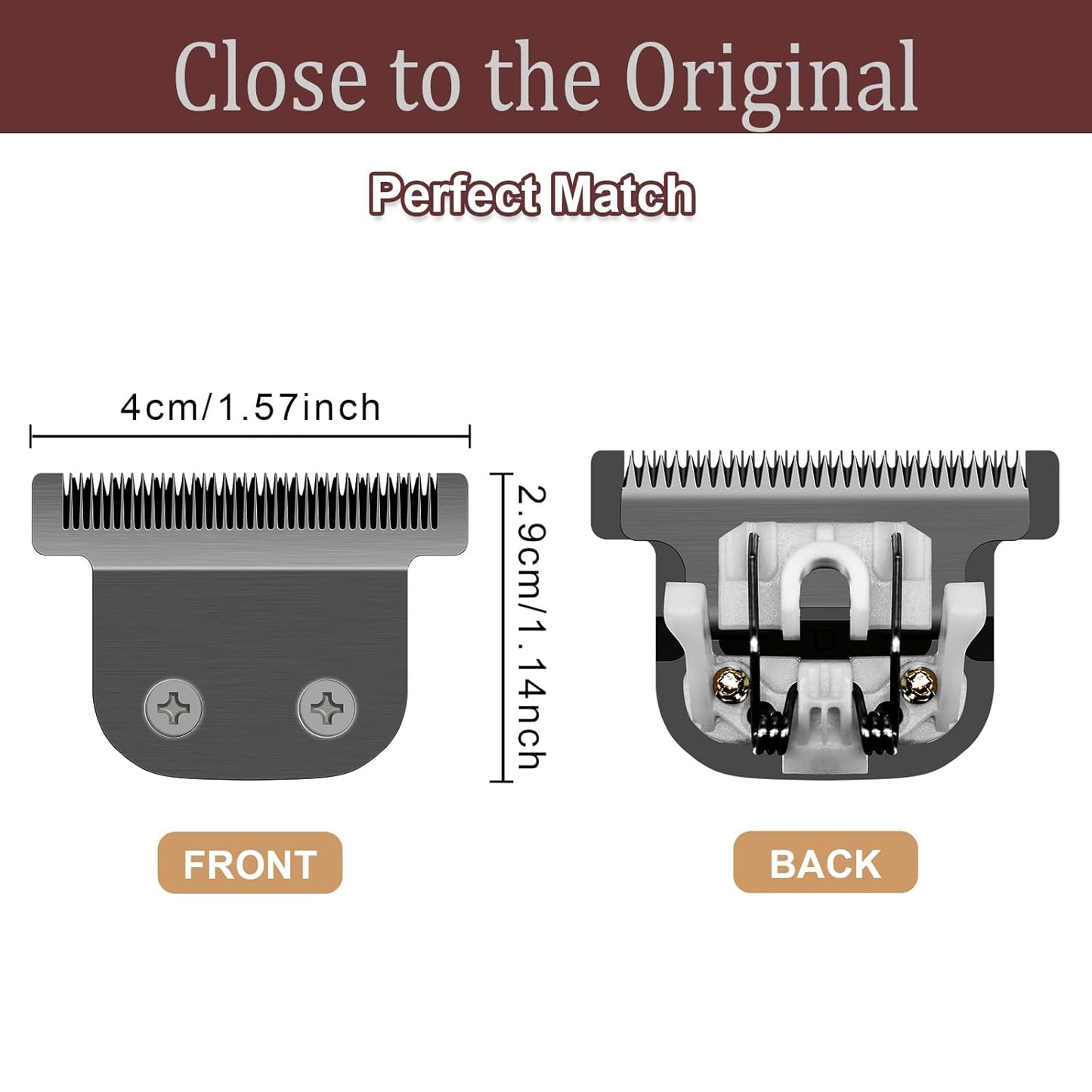 Wahl 40mm Replacement Detachable Stainless Steel T Blade - Compatible with Lithium Ion Trimmers | Black 2 Pack