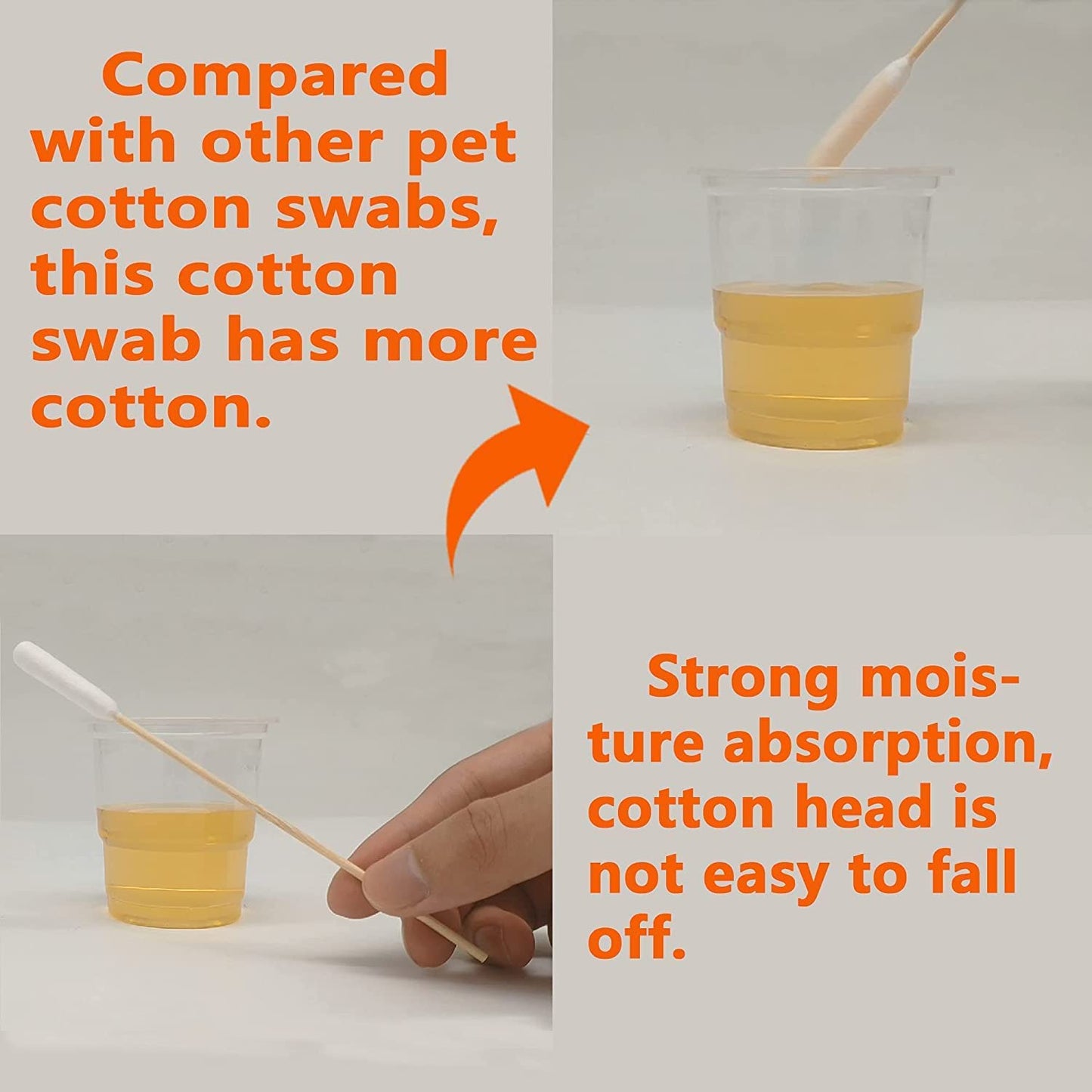 Skiennix Cotton Swabs - 6 Inch Ear Cleaning Tools for Medium & Large Pets | 100 Pack