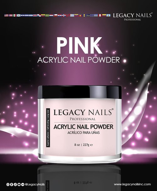Legacy Nails Pink Acrylic Powder - High-Quality Fast-Drying Formula for Nail Extensions | 30g / 1oz.