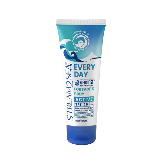 Stream2Sea SPF 45 Mineral Sunscreen - Biodegradable & Reef Safe | 2.5 Fl Oz Non-Greasy Protection for Face & Body