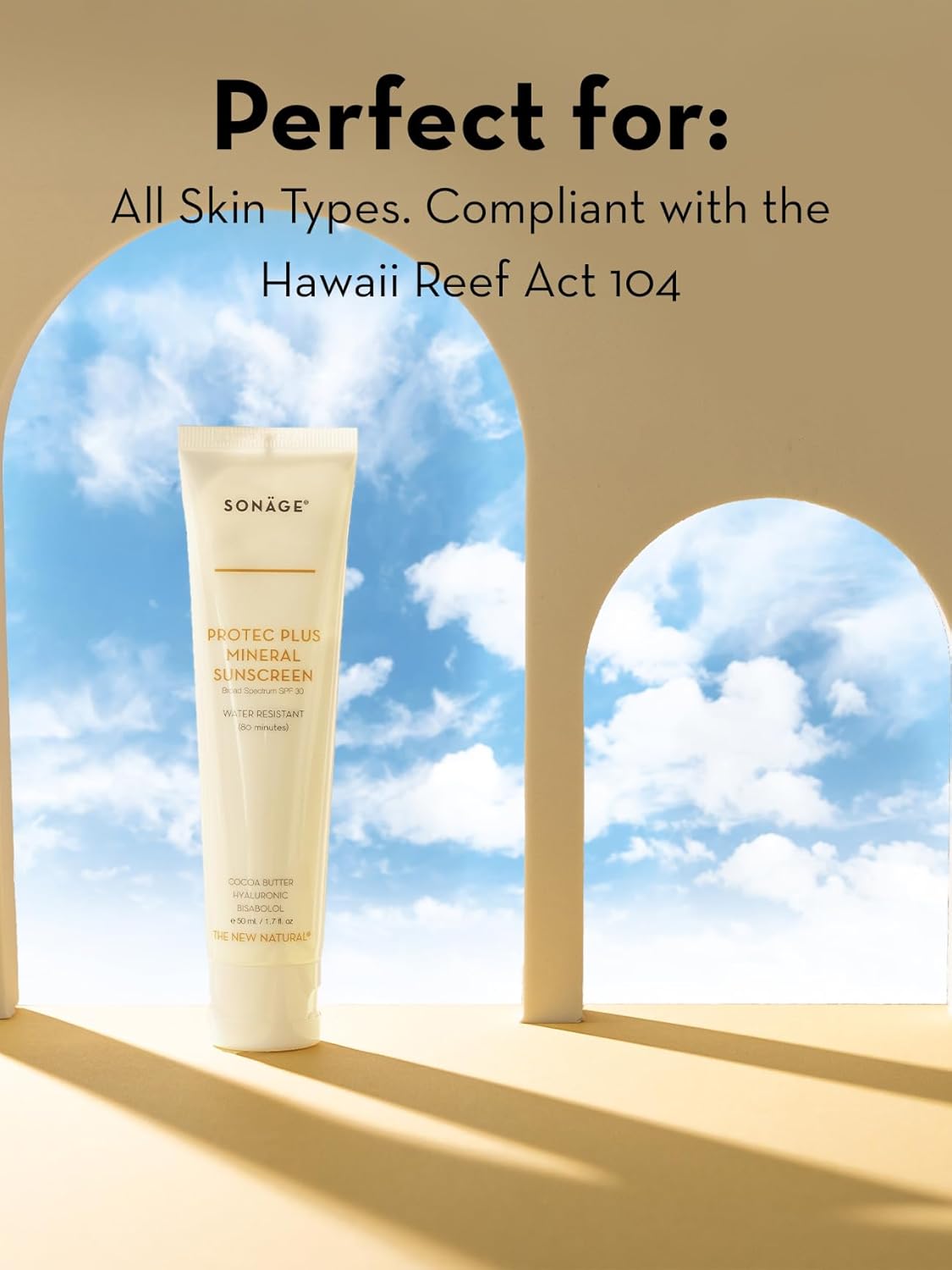 Sonage Protec Plus Mineral Sunscreen - Lightweight, Non-Greasy SPF 30 Face Sunscreen with Zinc Oxide | Natural & Reef-Safe