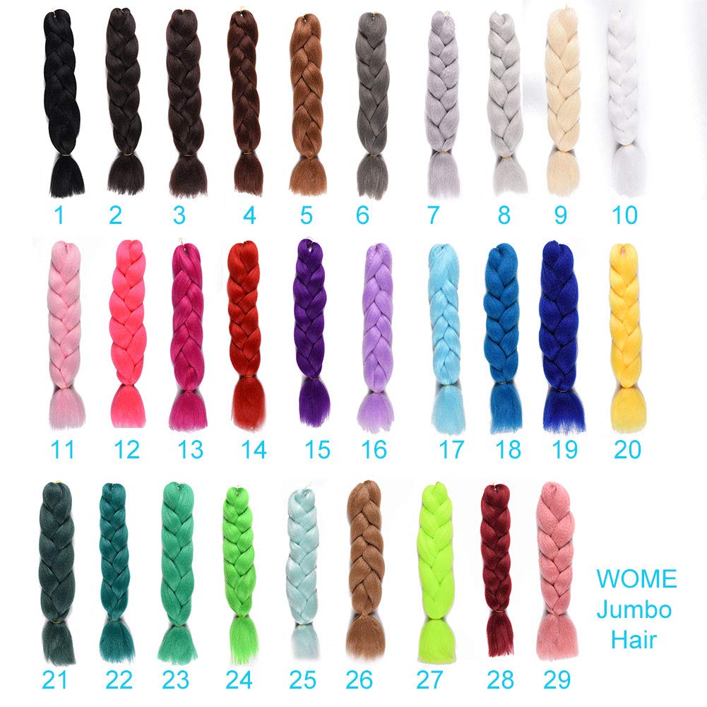 WOME Jumbo Braiding Hair Extensions Synthetic Pre Stretched Braiding Hair for Boxes Braids 24 Inch High Temperature Synthetic Crochet Braids Hair Crochet Braids Braiding Hair(Green,24",100g/Pcs)