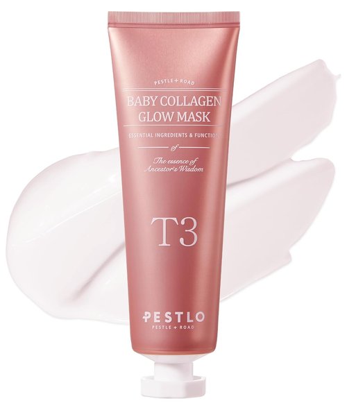 PESTLO Baby Collagen Glow Mask - Korean Peel-Off Facial Mask with Reallagen & T3 Vegan Collagen | Hydrating & Firming, 2.36 fl. oz
