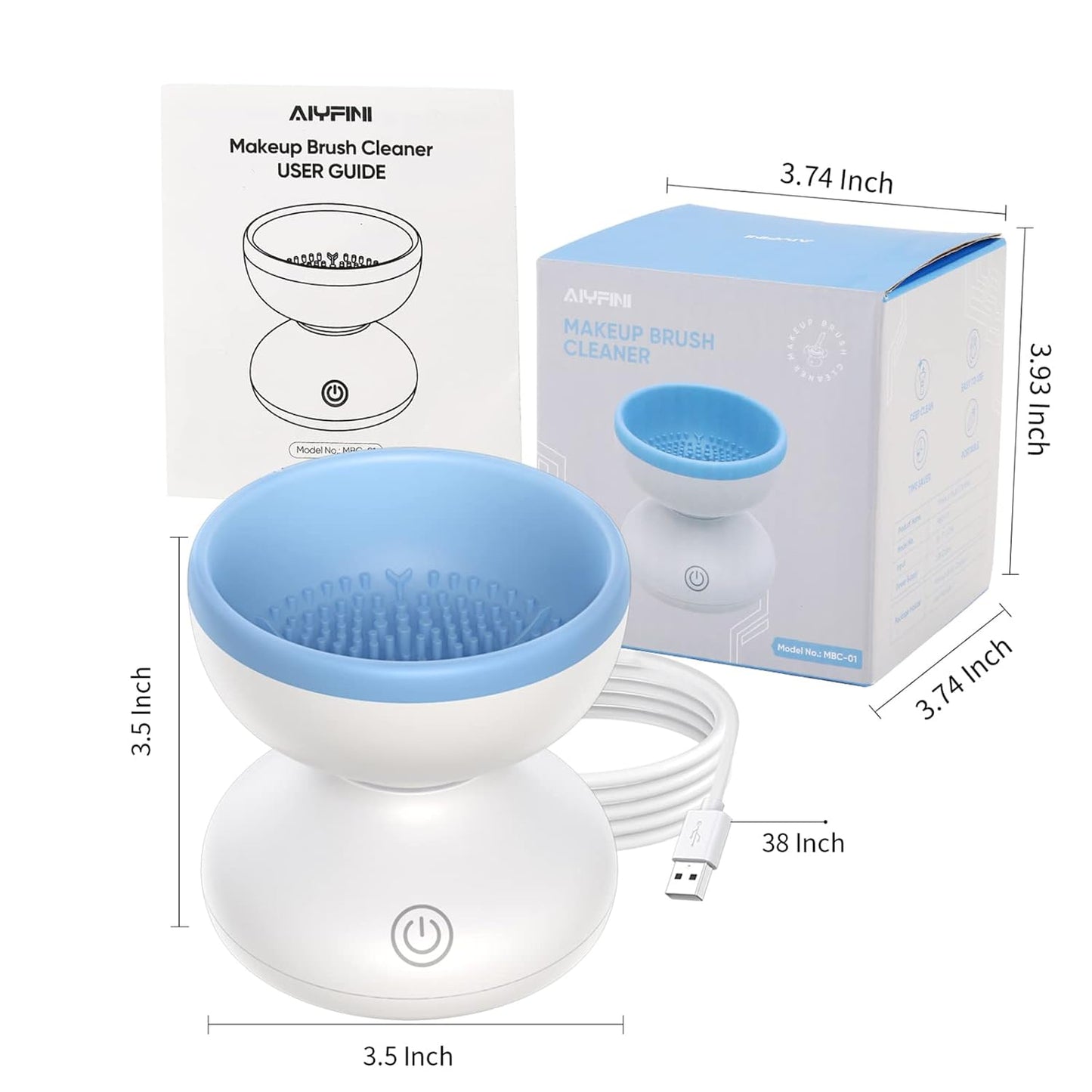 Alyfini Makeup Brush Cleaner Machine - Electric Professional Tool for Kabuki & Liquid Makeup | Ideal Gift for Women