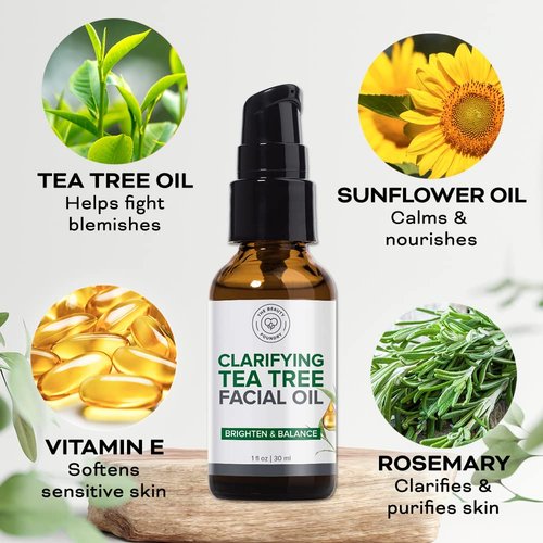 Clarifying Tea Tree Facial Oil - Antioxidant-Rich Acne Treatment for Even Skin Tone | 1 fl oz/30ml