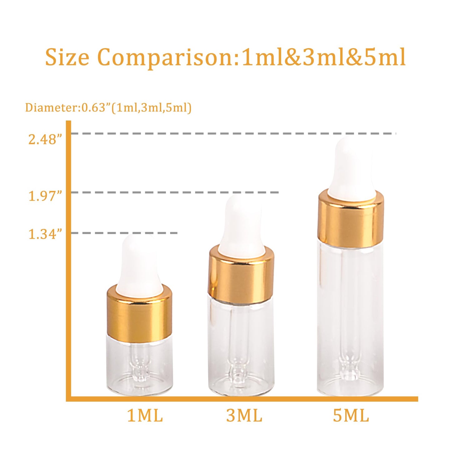 Easeen 50 Pcs Mini Dropper Bottles, 1ml Clear with 2 Pcs Plastic Droppers for Traveling Essential Oils DIY Cosmetic Liquid Sample Perfume