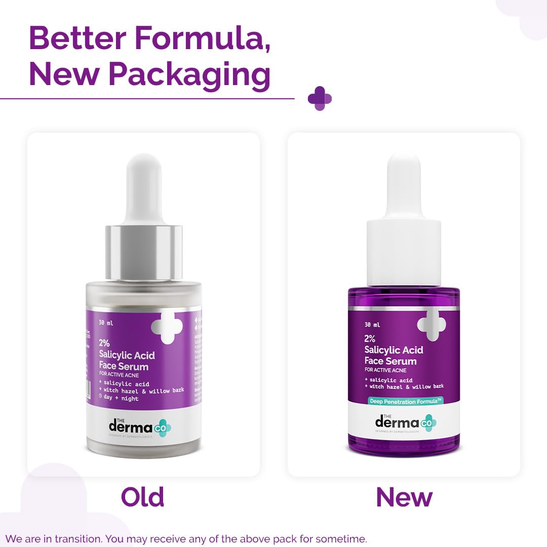 The Derma Co 2% Salicylic Acid Serum - Reduces Acne Marks & Blackheads | Unclogs Pores | 1.01 Fl Oz/30ml