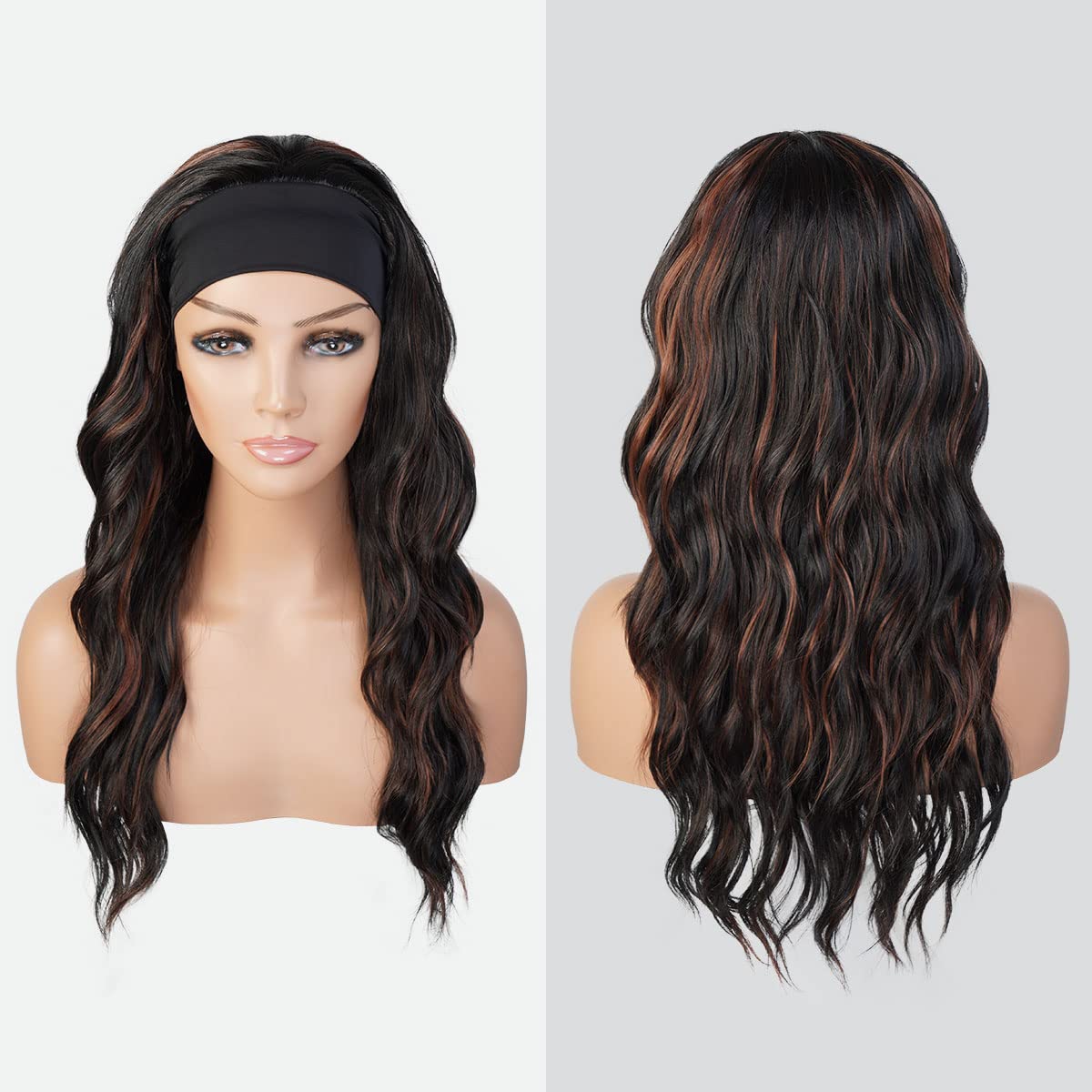 STUDIOCUT BY PROS Headband Wig 20 Inch Loose Wave Quick Wrap Headband Wig Long Wavy Curly Wigs for Black Women High Heat Resistant Synthetic Wigs HBW004 (20 Inch (Pack of 1), F1B/30)