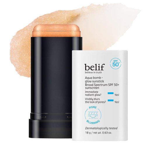 Belif Aqua Bomb Sunscreen Stick SPF 50+ | Lightweight Korean Sunstick with Niacinamide & Hyaluronic Acid, 0.63 oz