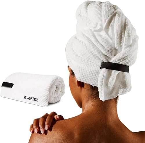 Everist Quick-Dry Hair Towel - Microfiber for 50% Shorter Dry Time & Reduced Hair Breakage | Flexible Strap