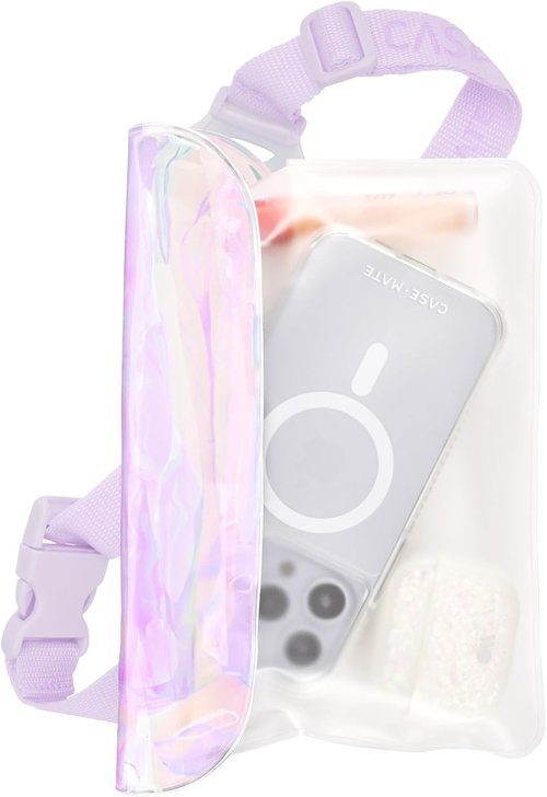 Case-Mate Waterproof Phone Pouch - IP68 Triple Seal Protection & Adjustable Strap | Iridescent for iPhone 17 Pro Max/16 Pro Max/15/14/S26/S25/Pixel 10