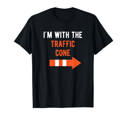 I'm With Traffic Cone Couple Outfit Funny Matching Halloween T-Shirt