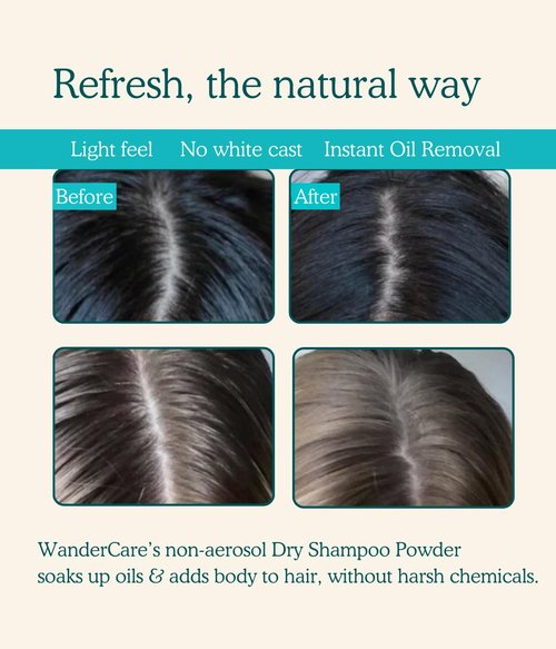 WanderCare Dry Shampoo Powder | Non-aerosol | Volumize & Instantly Refresh | 400+ Uses | Travel-friendly | All Hair | Sunny Citrus