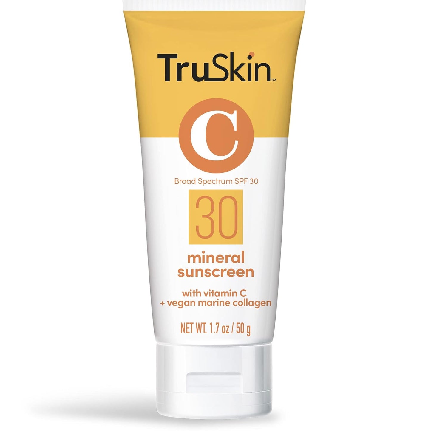 TruSkin Mineral Sunscreen SPF 30 - Zinc Oxide Protection with Squalane & Vitamin C | Reef-Safe for Sensitive Skin, 1.7 fl oz