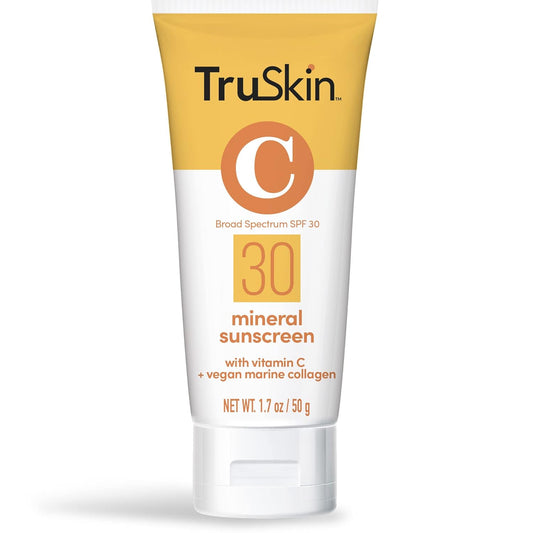 TruSkin Mineral Sunscreen SPF 30 - Zinc Oxide Protection with Squalane & Vitamin C | Reef-Safe for Sensitive Skin, 1.7 fl oz