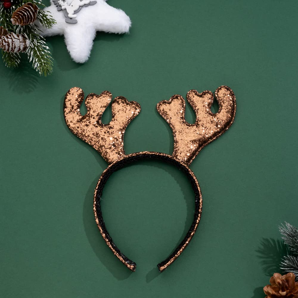 Madison Tyler Christmas Reindeer Antlers Headband | Cute Glitter Rhinestone Headwear for Christmas | Holiday Gifts for Women