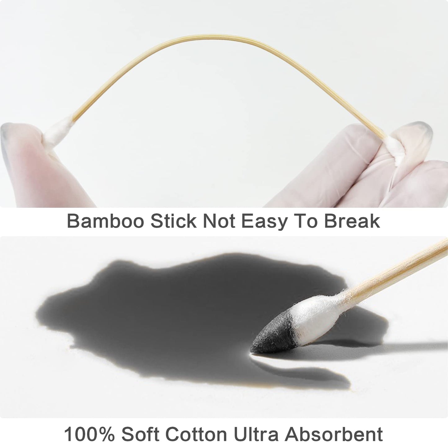 PINGMIC 400PCS (800 Tips) Long Cotton Swab, 6" Pointed Cotton Swab Without Barbs - Cotton Swabs with Wooden Sticks, Long Cotton Swabs for Gun Cleaning Machinery Makeup. Bamboo Stick with Storage Box