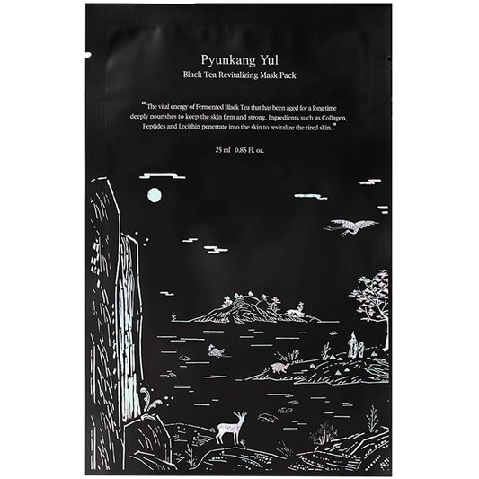 Pyunkang Yul Fermented Black Tea Revitalizing Mask Pack with Low Molecule Collagen, Shea Butter, Skin Revival, Elasticity Care, Deep Moisturizing, Korean Face Skin Care Facial Mask Sheet 25ml x 10ea