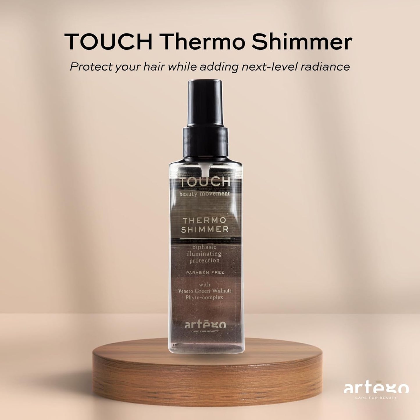 Artègo TOUCH Thermo Shimmer Spray - 5.1 oz Biphasic Heat Protection & Shine for Smooth, Glossy Hair