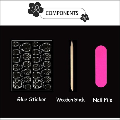 CTTHNBD Medium Press on Nails Coffin - Black French Tip Fake Nails with Bow Charms Design - Heart False Nails Press ons - for Women 24 Pcs