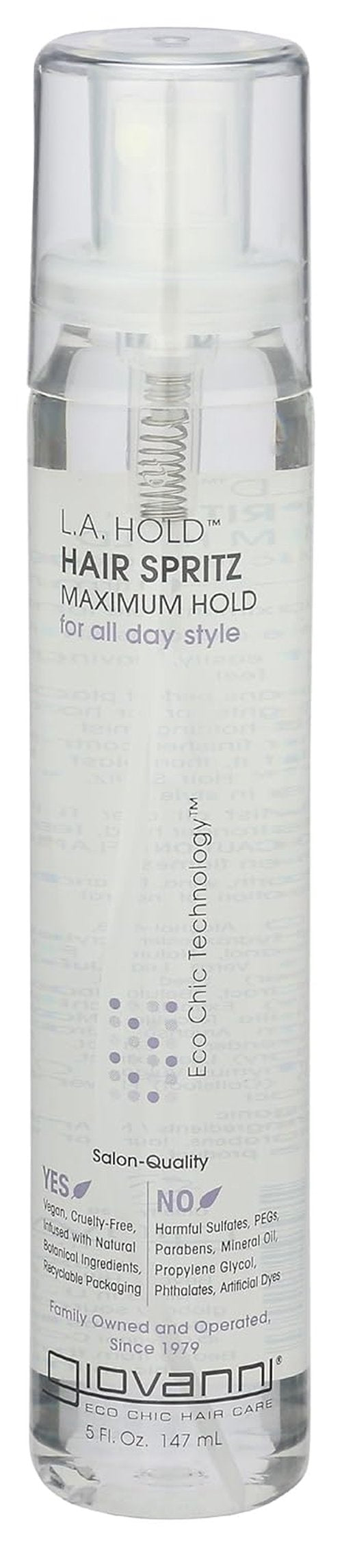 GIOVANNI L.A. Hold Hair Spritz - Maximum Hold Styling Spray, Lightweight & Sulfate-Free | 5 oz