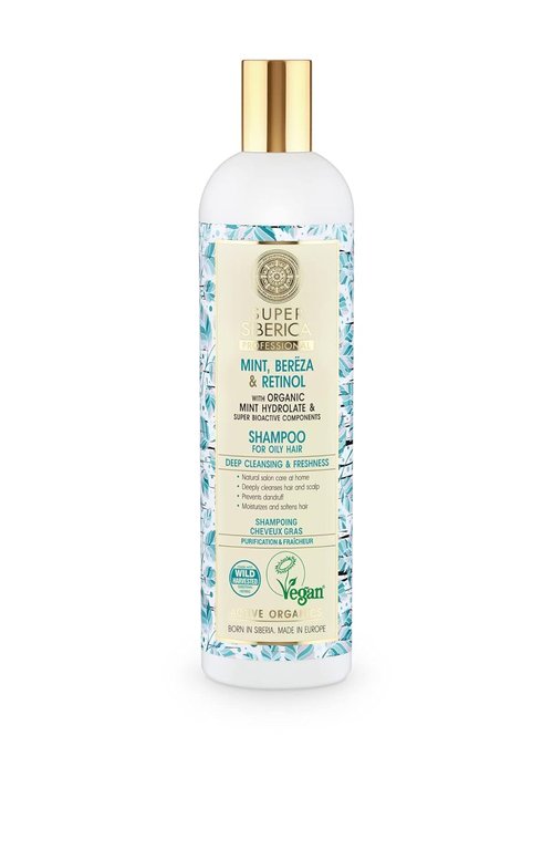 Natura Siberica Super Mint Shampoo - Nourishing Retinol Formula | 13.53 Fl Oz