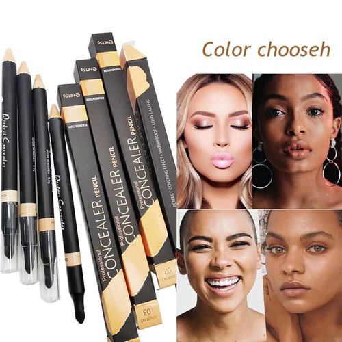 AKARY Concealer Pencil - 2-in-1 Dual-Sided Eyebrow & Face Highlighter Stick | Waterproof for Dark Circles & Acne Marks - Soft Skin Tone