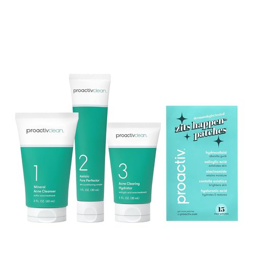Proactiv Clean 3-Step Acne Routine | Sulfur Cleanser, Azelaic Acid Serum & Moisturizer - 30-Day Kit for Sensitive Skin