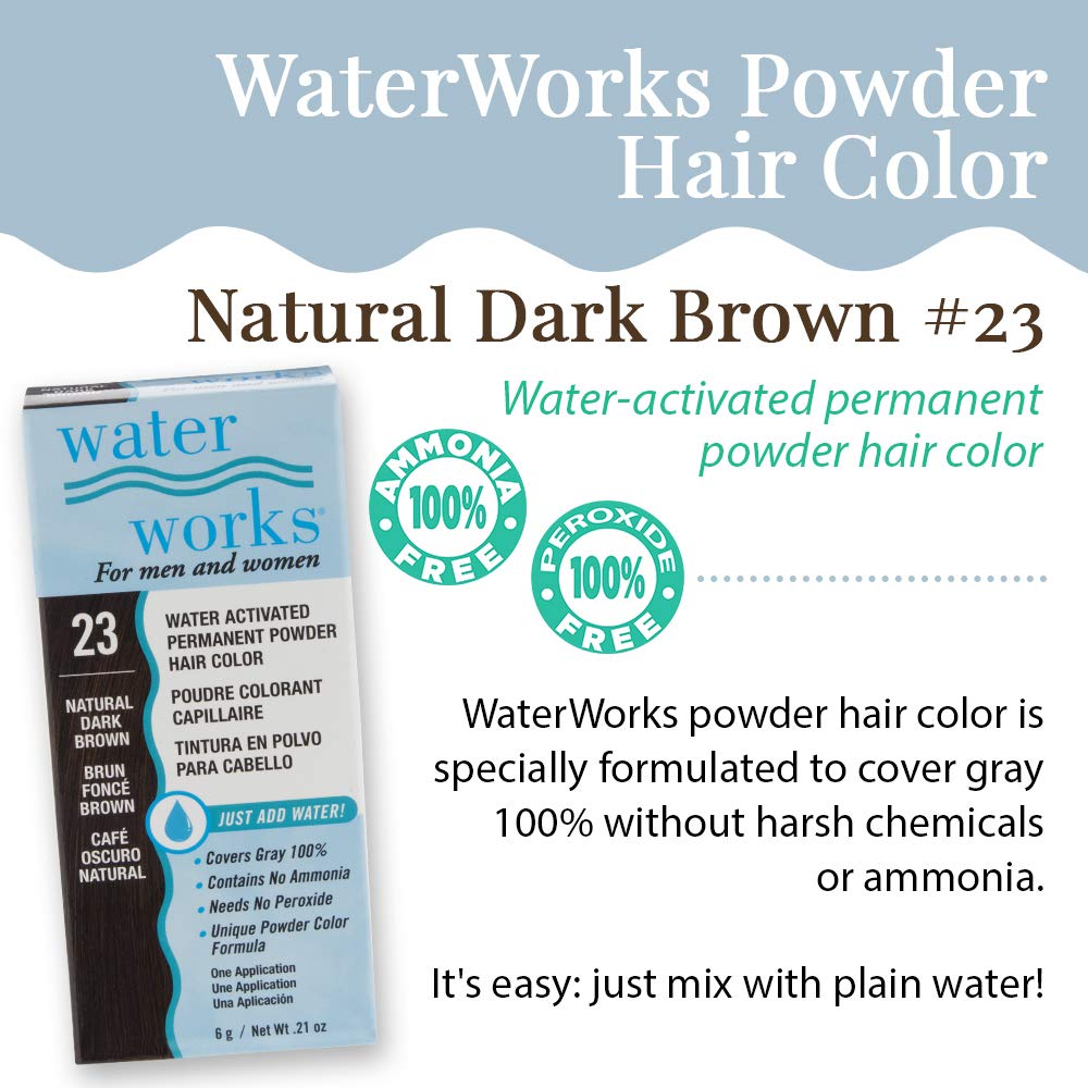 Water Works Powder Hair Color, Permanent, Dark Brown, 3 packs