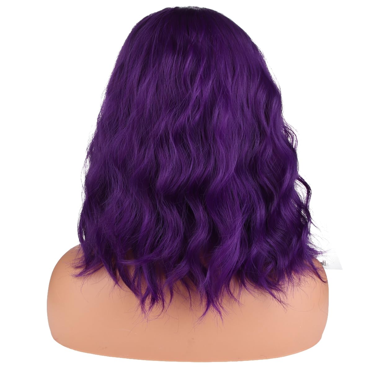 MAGQOO Dark Purple Wig for Women Dark Purple Bob Wig Mardi Gras Wig Short Curly Wavy Dark Purple Wigs Side Part Deep Purple Wig Synthetic Halloween Cosplay Costume Party Wigs