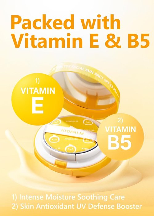 ATOPALM | Tok Tok Facial Sun Pact | Moisturizing SPF43 PA+++ Sunscreen | Ideal for Dry, Sensitive Skin | 15g Compact