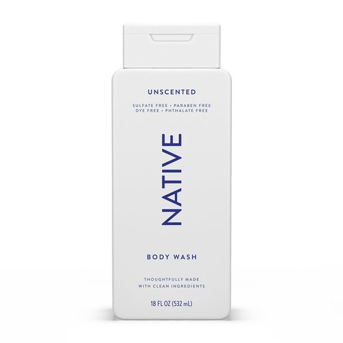 Native Body Wash - Naturally Derived Ingredients for Soft, Hydrated Skin | Unscented, 18 oz - Sulfate & Paraben Free