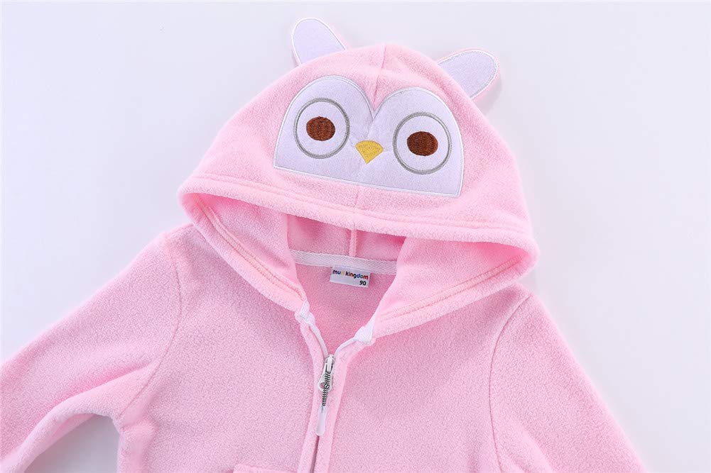 Mud Kingdom Baby Girls Cartoon Owl Fleece Hoodies Full Zipper Pink 24 Months