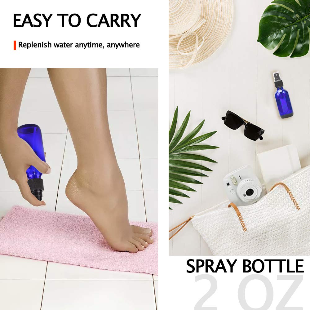 Wedama Spray Bottle, 2 oz Fine Mist Glass Spray Bottles, Little Refillable Liquid Containers for Watering Flowers Cleaning (16 Pack, Blue)