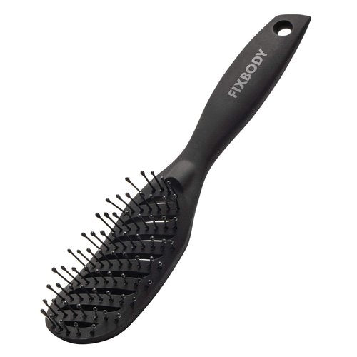 FIXBODY Curved Vent Hair Brush - Detangling & Blow Drying Tool for Short Thick Hair | Unisex, Black