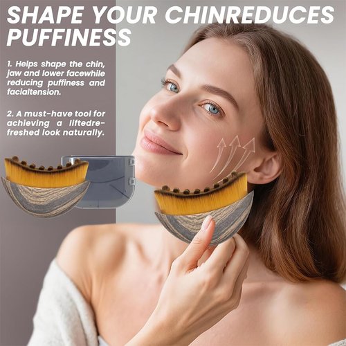 Lymphatic Contour Face Brush and Manual Face Massage Tool, Soft Bristles Jawline Contouring Massager for Skin Depuffing, 3 Pack
