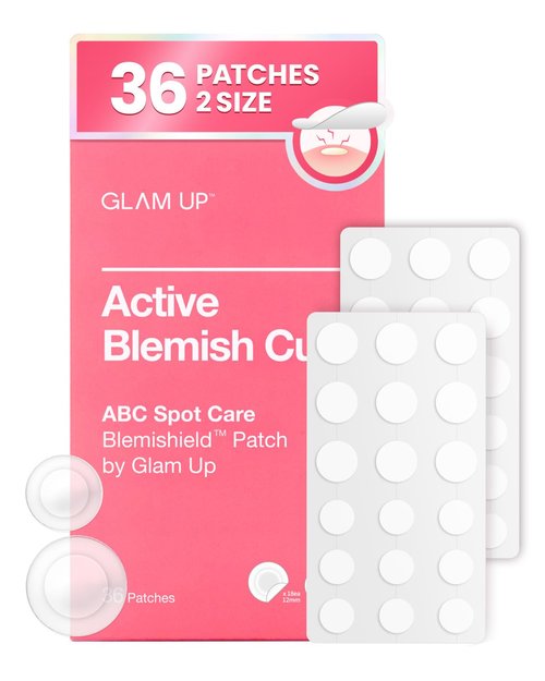 GLAM UP Hydrocolloid Blemish Pimple Patches - Invisible Ultra-Thin Spot Covers, Waterproof & Adhesive (36 Count)