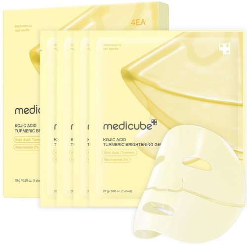 Medicube Jelly Gel Mask - Brightening Kojic Acid & Turmeric | Overnight Hydrating Face Mask | 28g x 4ea