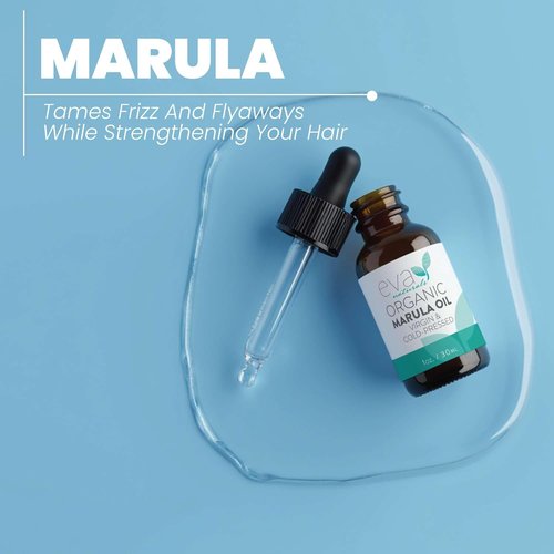Eva Naturals Marula Oil - 100% Pure Cold Pressed Facial & Hair Serum - Lightweight Moisturizer for Aging Care - 1 Oz