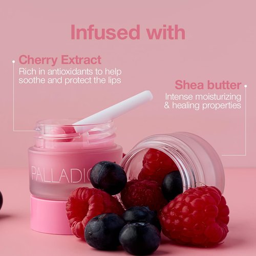 Palladio Lip Mask - Intense Overnight Moisturizer for Nourishing & Repairing Dry Lips | Hydrating Shea Butter & Sweet Cherry Infusion