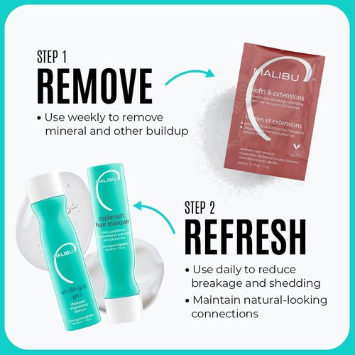 Malibu C Wefts & Extensions Hair Remedy - Removes Build-Up & Prevents Breakage - Preps Natural Hair
