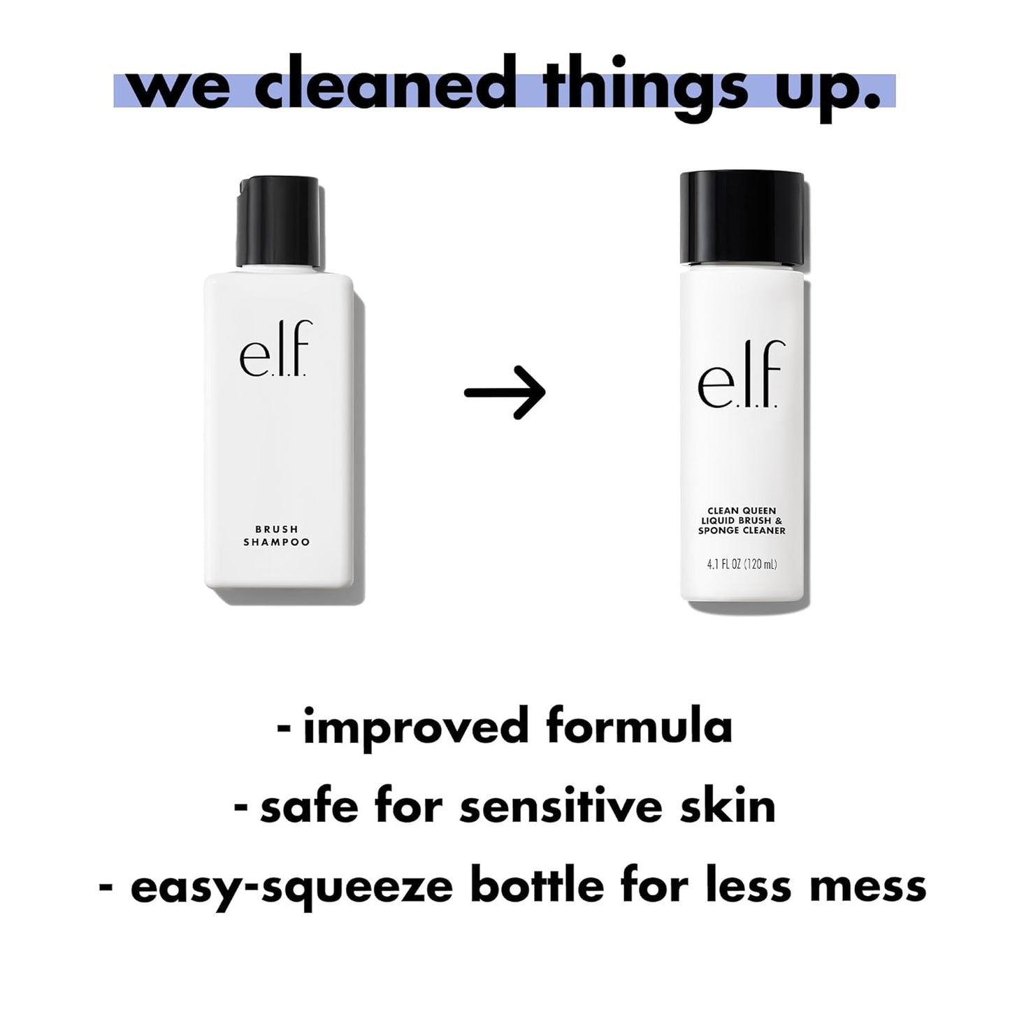 e.l.f. Clean Queen Liquid Brush & Sponge Cleaner - Gentle Foaming Formula for Makeup Removal | Vegan & Cruelty-Free, 4.1 oz
