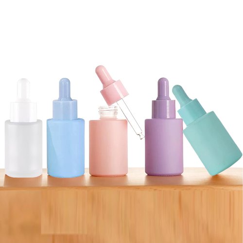 AGENIZ 4 Pack 1oz Glass Dropper Bottle,Blue Glass Dropper Bottles with 2 Funnels & 2 Lotion Pumps,30 ml Eye Dropper Bottles For Essential Oils,Serums,Lotion,Tincture Bottles (D-Blue)